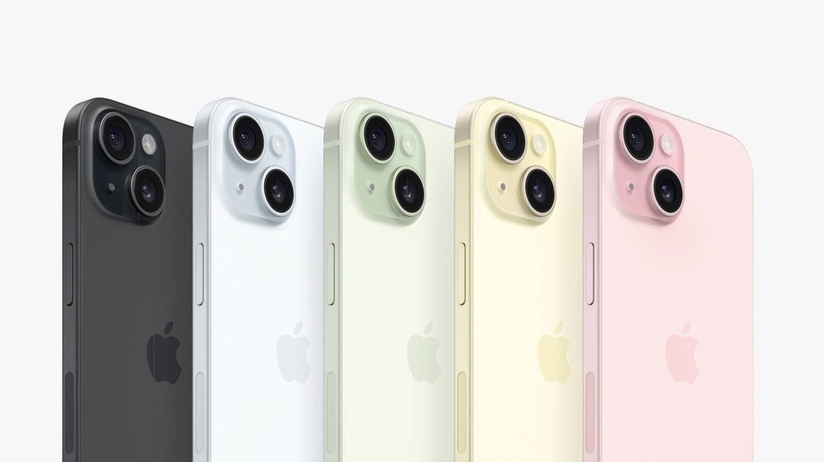 ijustine's tweet image. Here they are, the new #iPhone15 lineup! Pink, Yellow, Green, Blue, and Black!

Twice as bright as iPhone 14
6.1in &amp;amp; 6.7in Plus
Color embedded into the glass
Ceramic Shield 

New Camera System:
48MP Main camera
2x Telephoto
Continuous zoom
Next gen portraits

#AppleEvent