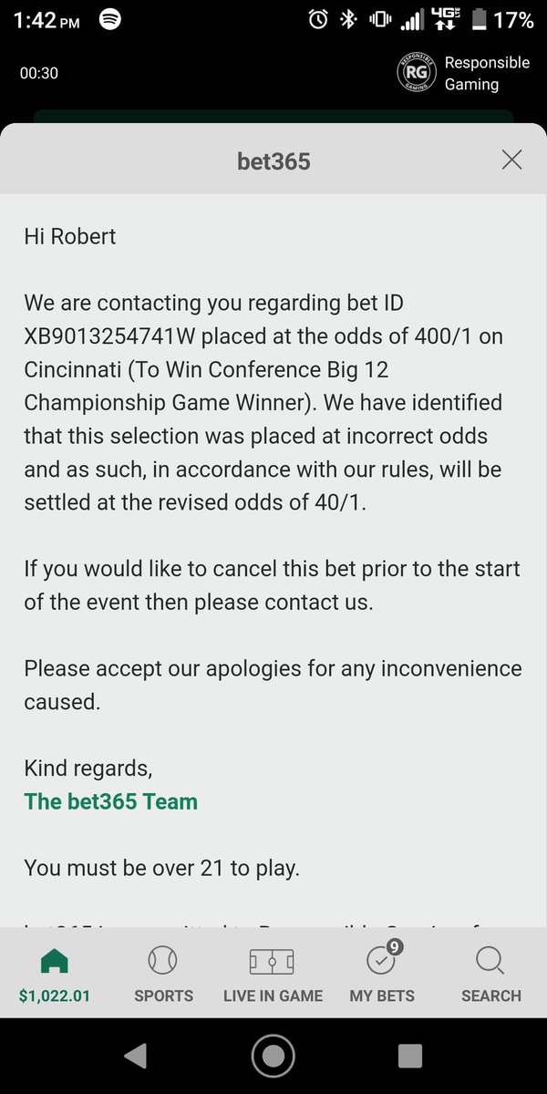 bob_busche's tweet image. @bet365 this is dirty. There's no way this was supposed to be 40-1. It was 100-1 everywhere else when I bet it. This is ridiculous