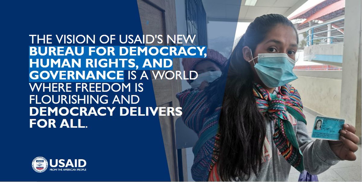 .@USAID’s new Bureau for Democracy, Human Rights, and Governance will work with our partners and allies to advance a world where freedom is flourishing and democracy is delivering. usaid.gov/democracy #InternationalDayofDemocracy