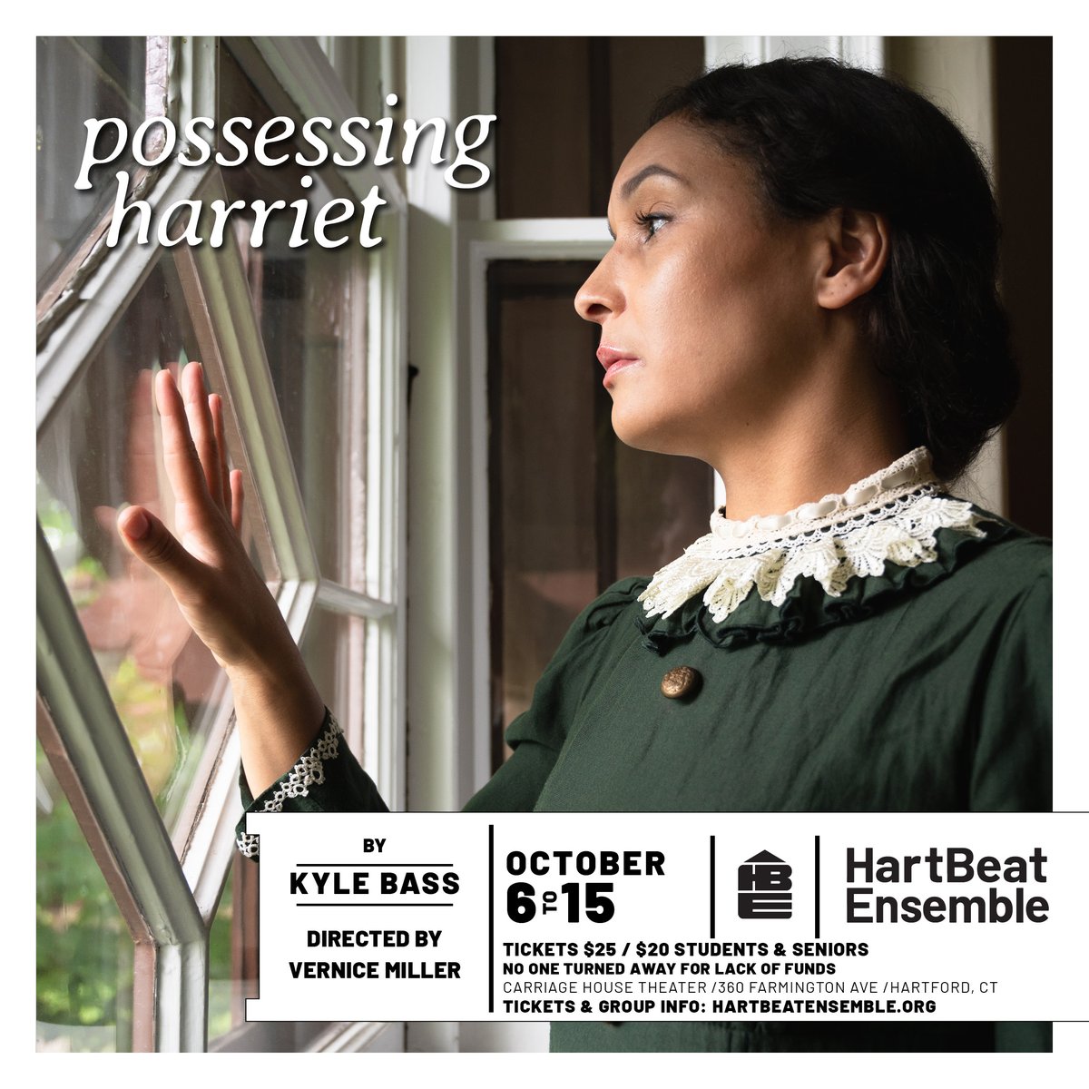 HartBeatEnsembl's tweet photo. #HartBeatEnsemble
POSSESSING HARRIET
by Kyle Harris, Directed by Vernice Miller, feat. Vanessa R. Butler, Robert H. Davis, Olivia Nicole Hoffman, Godfrey L. Simmons Jr.

October 6-15 at Carriage House Theatre, 360 Farmington Ave in #Hartford

Tix &amp; Info: https://t.co/03Jwl4yyMy https://t.co/MP7fIGpe4G