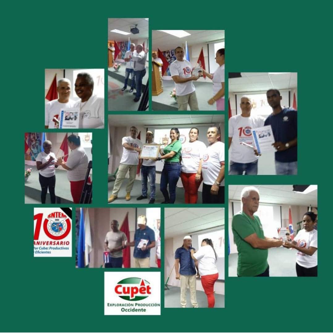 En el acto de entrega de la bandera 10mo Aniversario del SNTEM fueron galardonados trabajadores y cuadros destacados en las diferentes actividades sindicales. #10AniversarioSNTEM, #PetrolerosPorCuba, #SantaCruzdelNorte, #Cuba