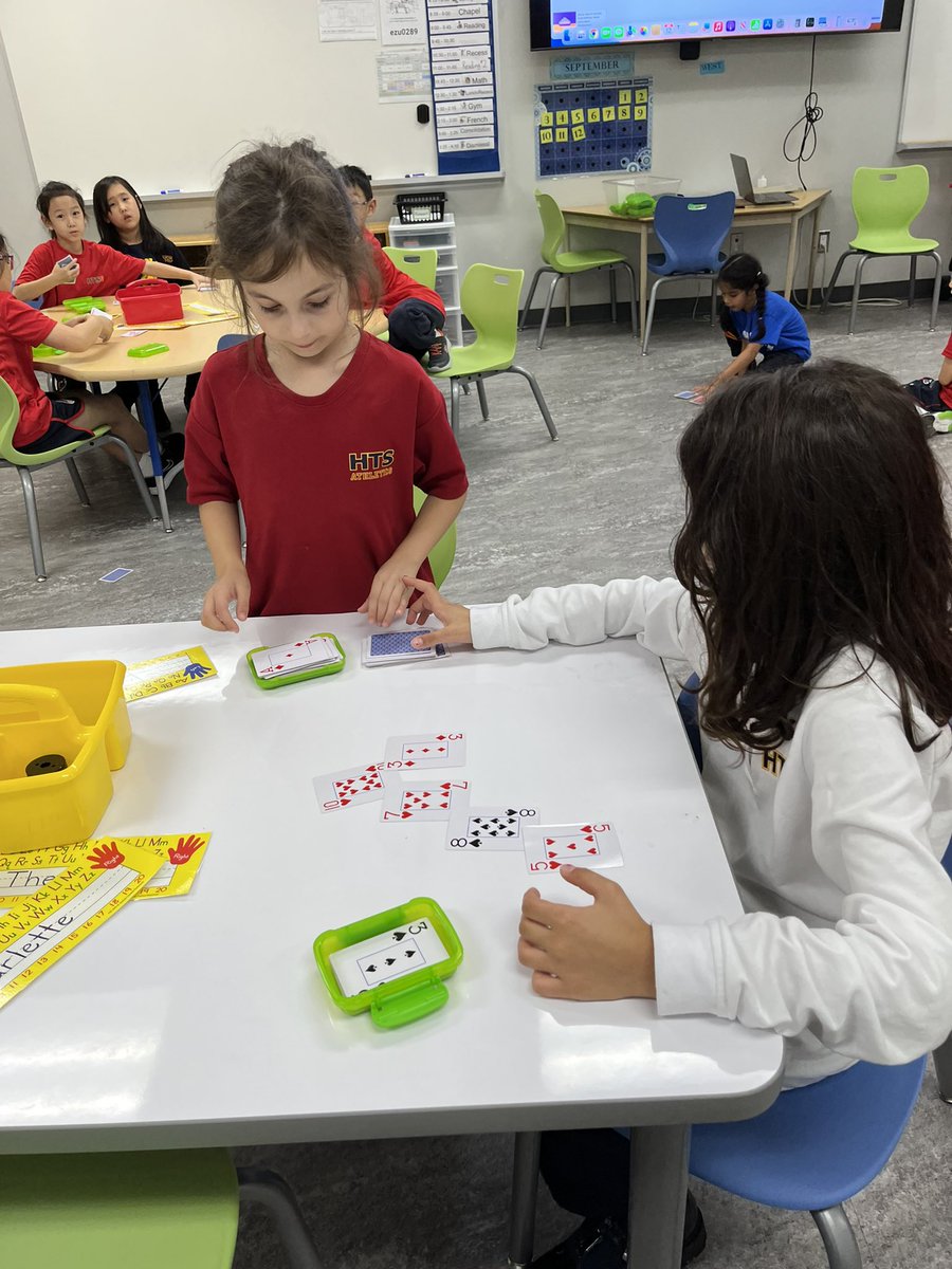 HTS_MsDAprile's tweet photo. 2B practiced making 10 today with a new card game we learned how to play! #WeLoveMath @HTSRichmondHill https://t.co/n5Xz1J69im