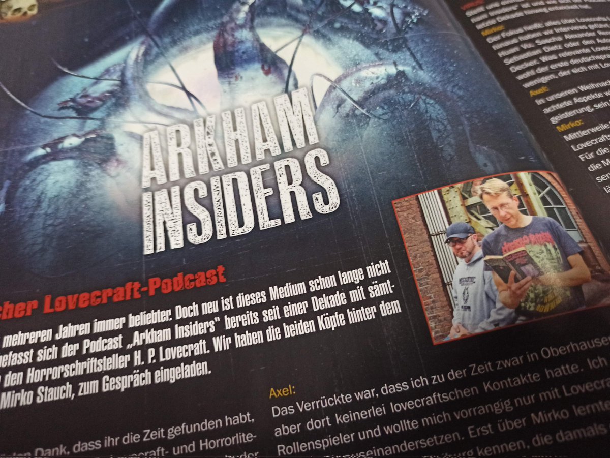 Arkham Insider Mirko 🐦 (@mr_lovecraft) on Twitter photo Die Arkham Insiders sind in der neuen Ausgabe des VIRUS Magazins.
<a href="/ArkhamInsiders/">Arkham Insiders</a>
#Lovecraft #Cthulhu #Horror #Podcast Die Arkham Insiders sind in der neuen Ausgabe des VIRUS Magazins.
<a href="/ArkhamInsiders/">Arkham Insiders</a>
#Lovecraft #Cthulhu #Horror #Podcast