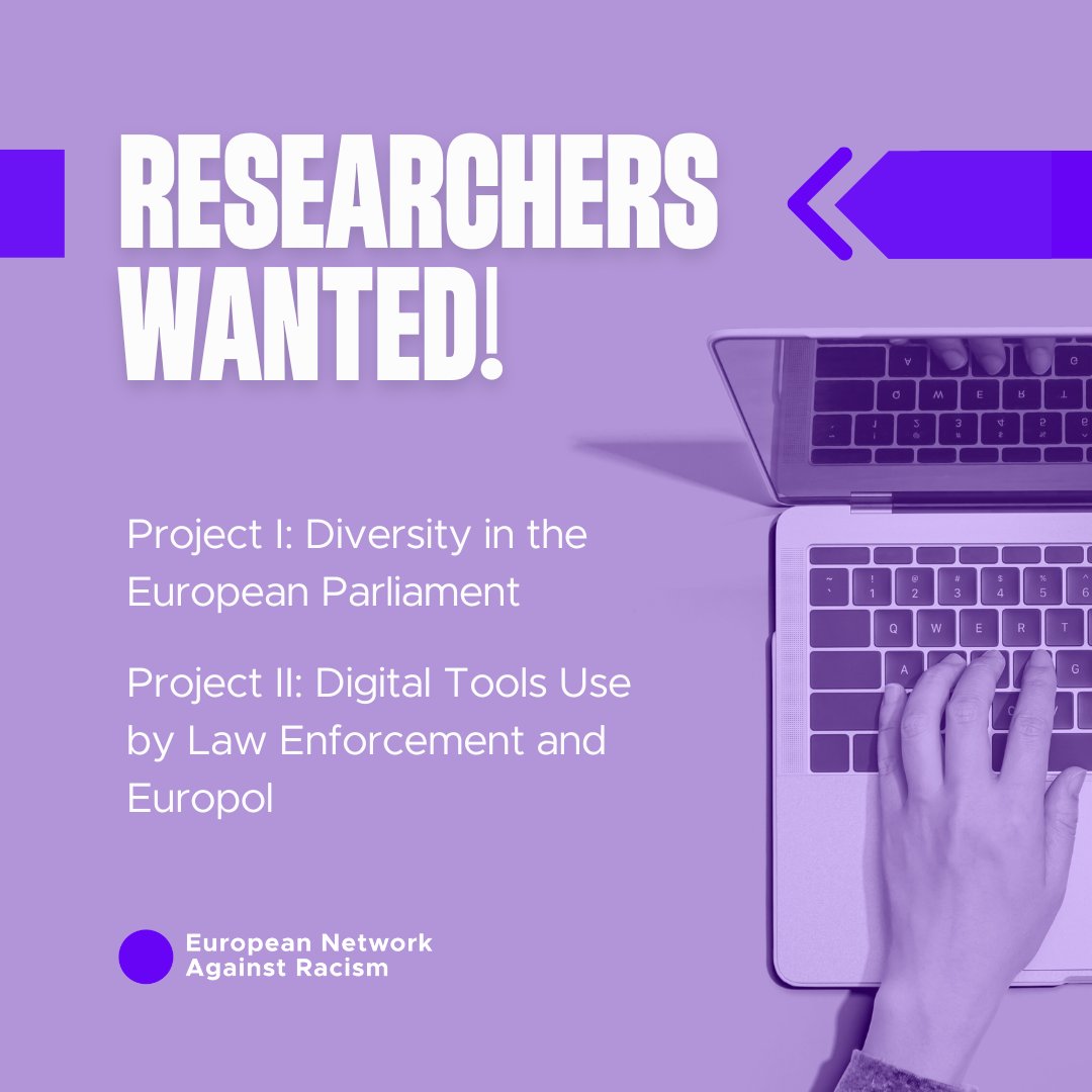 📢Fresh research opportunities on #diversity in the European Parliament and the use of #digitaltools by law enforcement and Europol!

📌enar-eu.org/category/jobs/

📆 Apply by October 1!