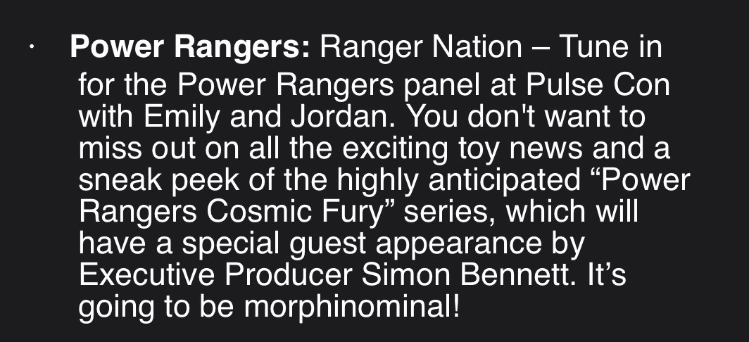 RangerCommandPH's tweet image. Hasbro #PulseCon 2023 Power Rangers segment will include: