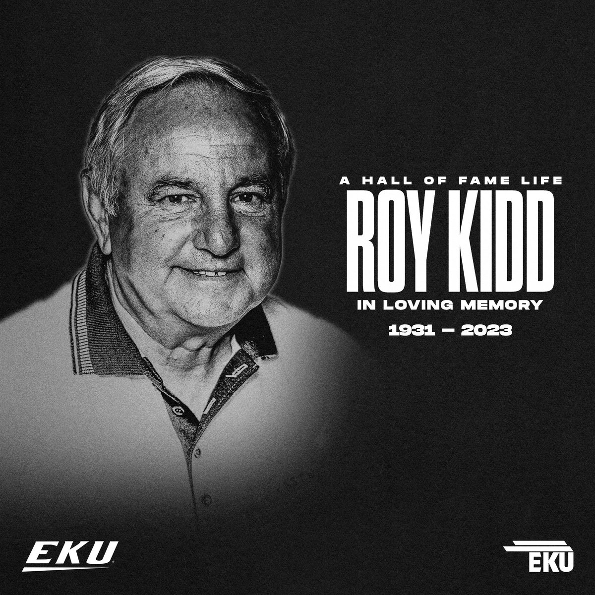 EKU Football mourns the loss of iconic head coach Roy Kidd. It would be impossible to express everything Coach Kidd has meant to Eastern Kentucky University. He embodied the passion, purpose, and pride that our program strives for every day. Thank you, Coach Kidd! 🤍🏈