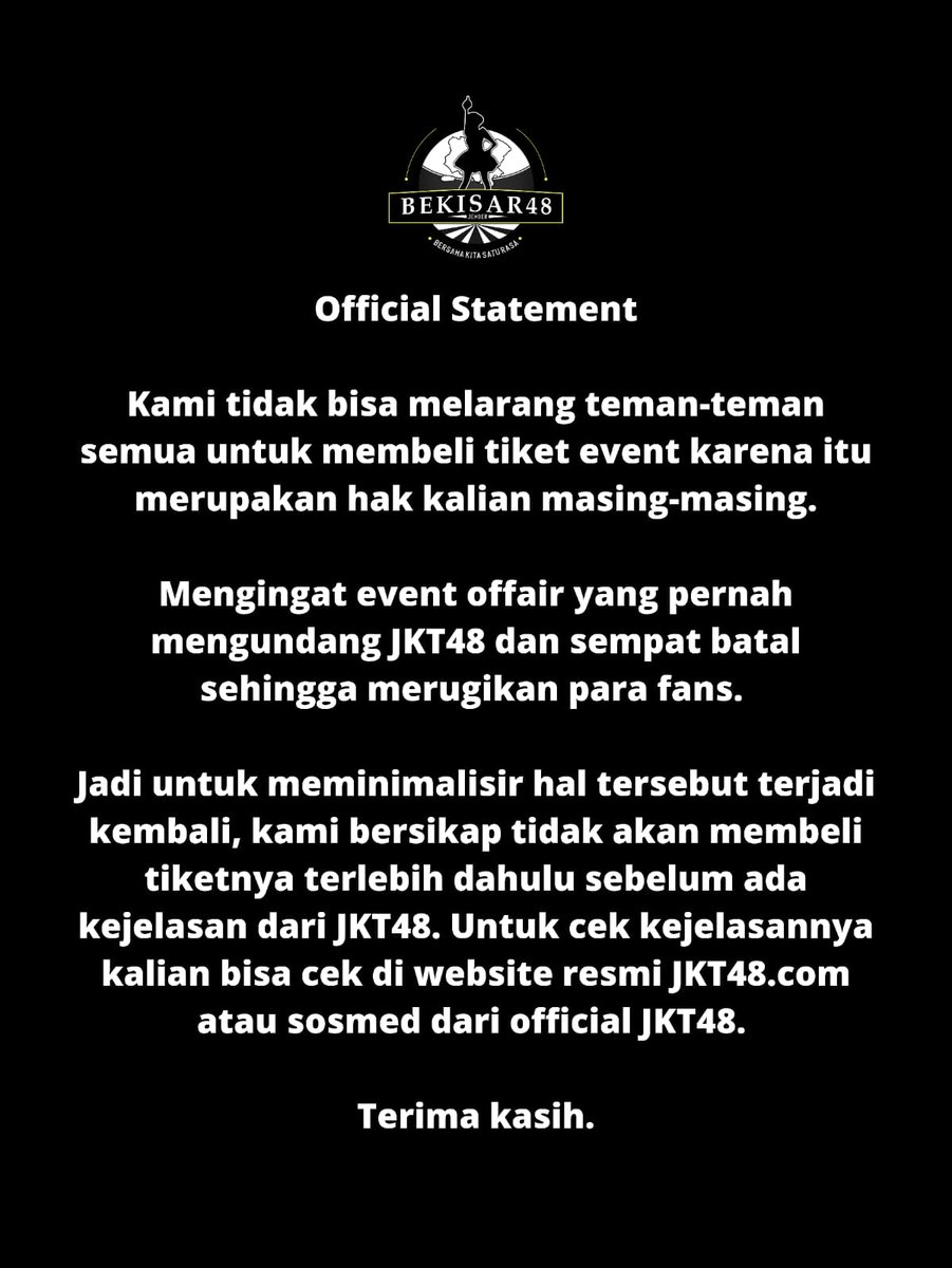 Official statement ‼️‼️