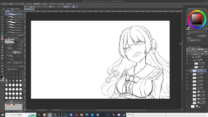 こんな感じで進めていこうかなと
何がとは言いませんが、いつも小さいのを描いていたので急に大きいのを描くとなると非常に苦戦しますね 