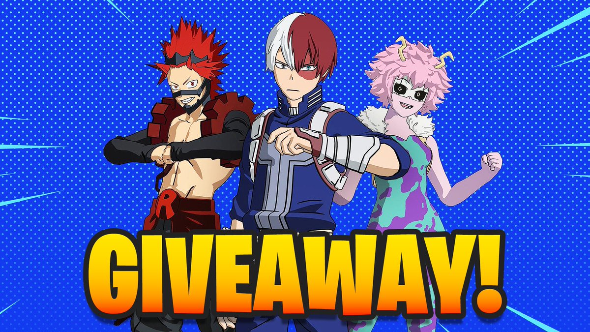 FlotownHockey's tweet photo. GIVEAWAY: Choice of ANY My Hero Academia Skin OR a Code for 1,000 V-Bucks - 3 Winners!

🏆 By default, all winners will receive a code for 1,000 V-Bucks. However, if you're a winner that has been added on my friends list inside of Fortnite for over 48 hours, then I will give you the option to receive your choice of any My Hero Academia Skin as your gift instead.

✨ My Epic ID is: FlotownHockey

RULES:

➡️ Follow me and @hyperbytez (with notifications on)

➡️ Like and Retweet this post

⏰ 9 Hours (September 12th at 7:00 PM ET)

#Fortnite #FortniteLeaks #FortniteLastResort #FortniteCh4S4 #FortniteChapter4Season4 #FortniteArt