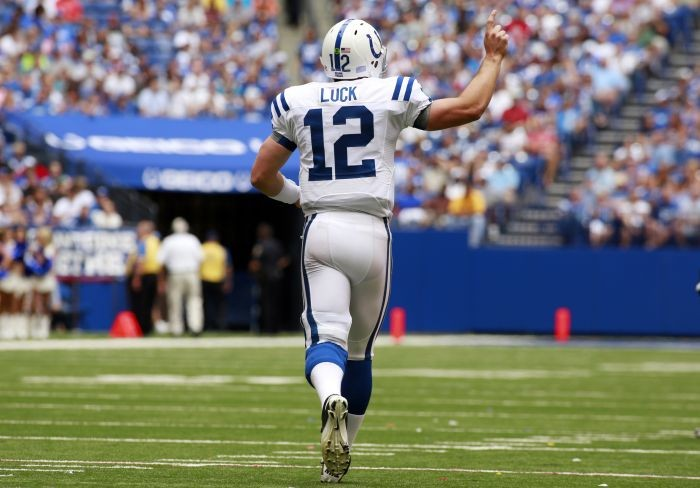 JimIrsay's tweet photo. Happy birthday to an all-time great, ANDREW LUCK (2012-18).  Andrew broke/set numerous records, but leading the charge when down 38-10 vs KC ranks with the greatest comebacks ever!👍🏈 https://t.co/7b0bmuu3IA