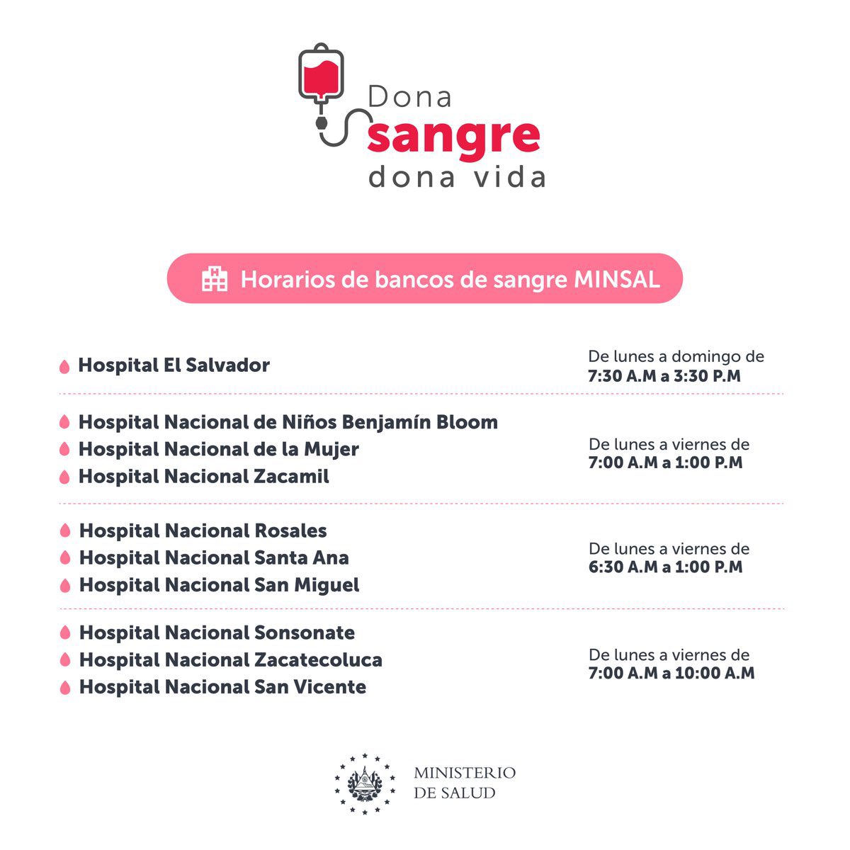 ¿Cuál es el mejor lugar para salvar una vida? Un banco de sangre. 

Asiste a cualquiera de los que están en nuestros país  y devuelve la esperanza a una familia salvadoreña. 🩸🇸🇻✨