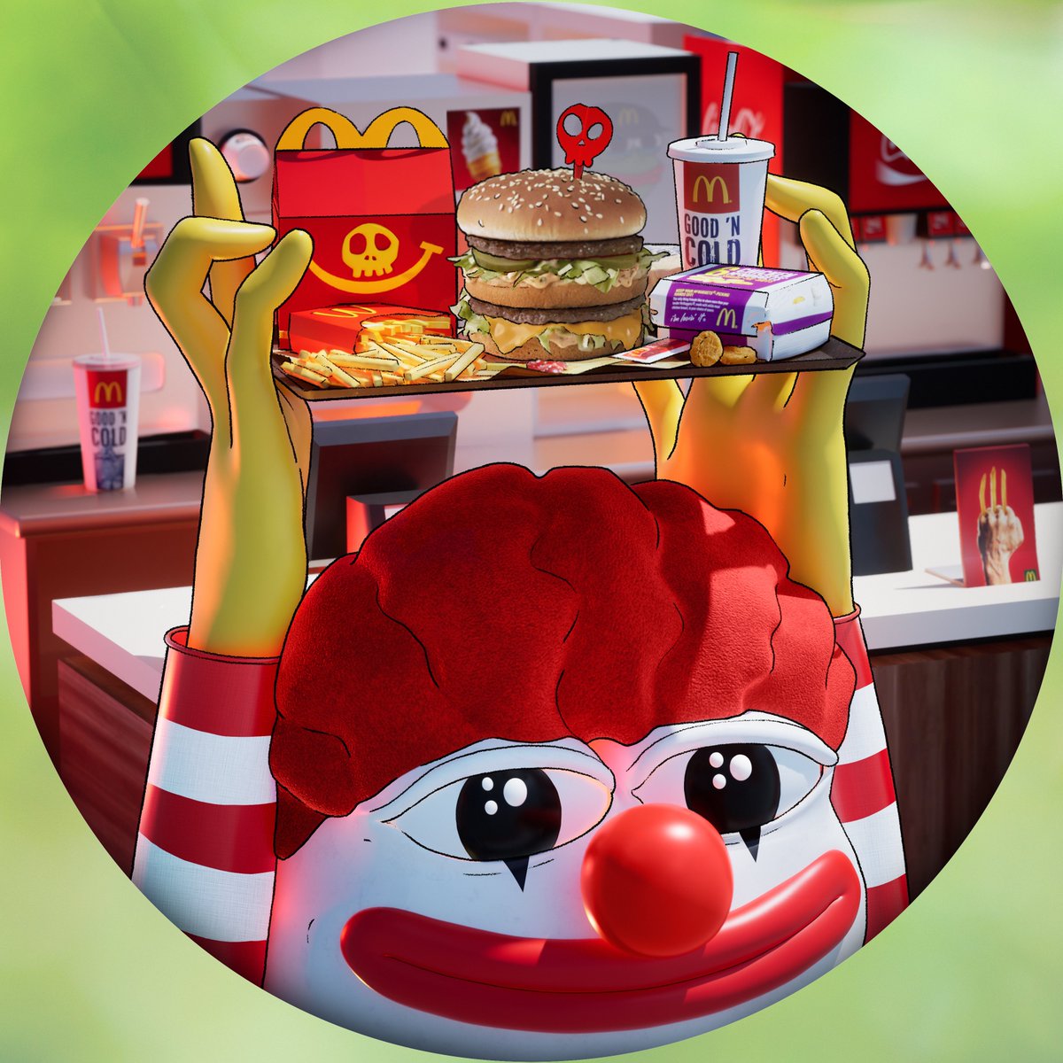 TrystanNFT's tweet photo. RONALD MCPEPE SKULL 🐸💀🍔🍟

This skull is the thirty-ninth NFT 1/1 in the "Skulls of Pepe" collection. 🥳

Thanks @jaggedsoft 😘 for his thirteenth skull in the collection.

NFT created with the "CELEBRATING SKULL" mint.

There are 2 mint left at this link which entitles you to two immediate airdrop and your personalized skulls. Go for it!

👉https://t.co/DwkmiAc25M
