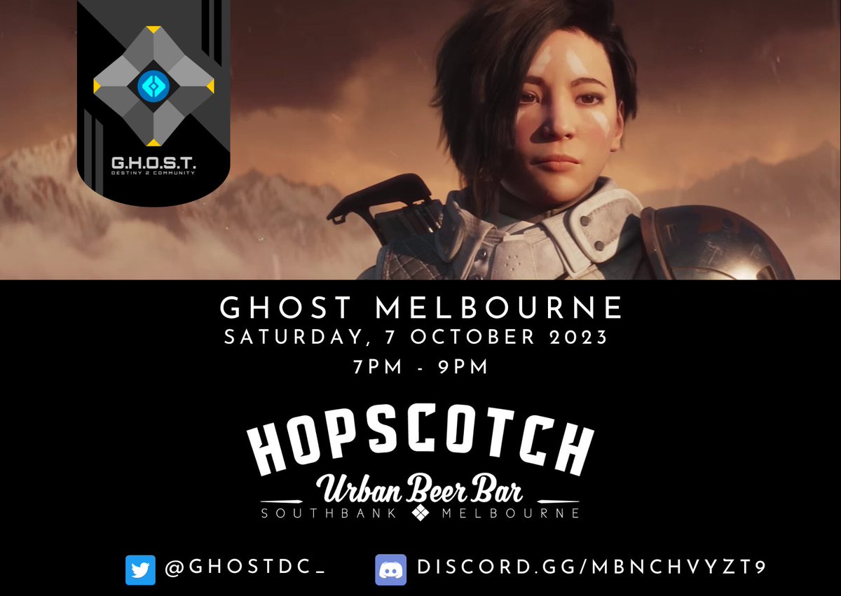 DM to RSVP for GHOST Melbourne on Saturday night of PAX.

We'll start with dinner, drinks, quizzes &amp; giveaways at Hopscotch before kicking on to other places!

Like, RT &amp; tag <a href="/erikaishii/">Erika Ishii</a> to get her attention! Ana Bray, can we meet you?! 🥹🫰

#GHOSTMelbourne #GHOSTdc #PAX2023