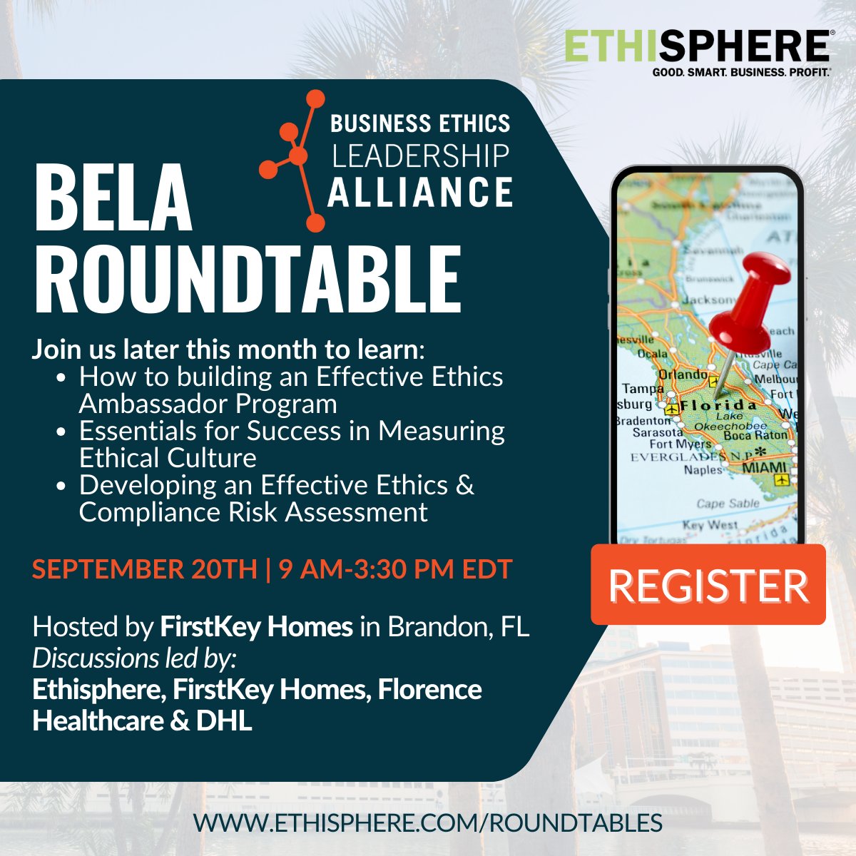 Attention Central Florida - the search for local E&C events is over! Join us on September 20th for an in-person roundtable discussion. ***Limited seats are available, so register today.*** bit.ly/469VLY4 #ethics #compliance #culture #risk #business