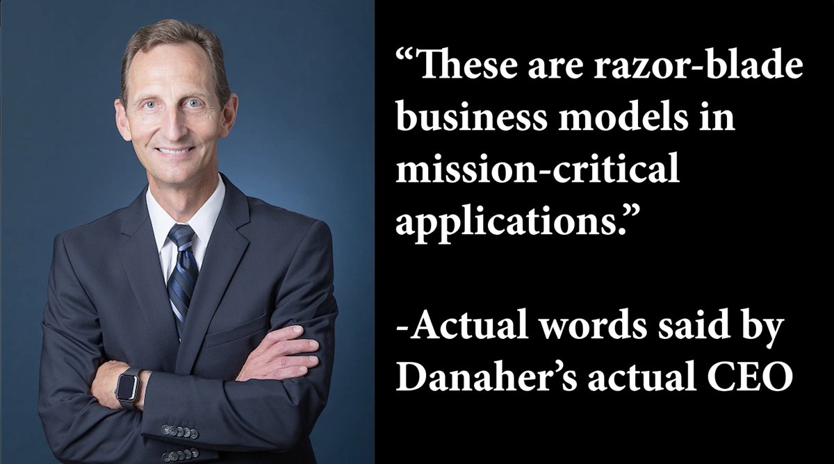 Are you familiar with the printer ink business model? Sell a printer for a modest profit because you'll make the real money from forcing people to buy your ink? IT's also known as the razor blade business model. Danaher sells its diagnostic machines at a small profit and then