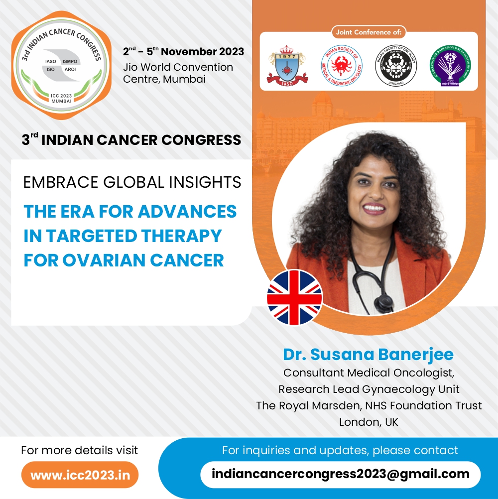 Register now and learn more about Advances in targeted therapy for Ovarian cancer from our International Speaker Dr. Susana Banerjee.

icc2023.in/registration.p…

#ICC2023 #oncology #oncologyconference #CancerConference #OncologyUpdates #ovariancancer
#conferenceupdates