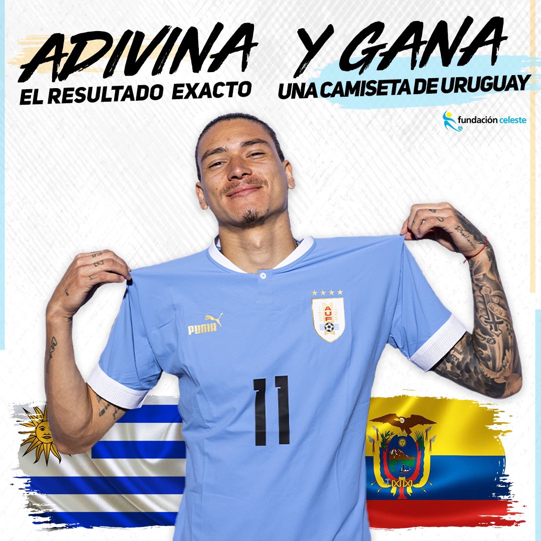 🎯 ¡Adivina y Ganá! 🥳 

✅ Seguinos en instagram para participar de la camiseta de Uruguay! 🇺🇾 

¿Cuál será el resultado exacto del partido entre Uruguay vs Ecuador hoy?  

Ingresa ya a 📲 instagram.com/p/CxF-rU3gXHA/…