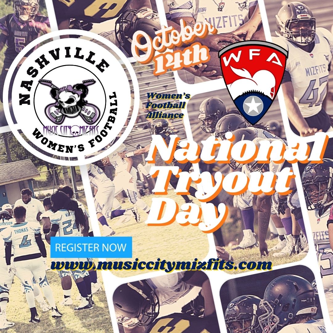 The Music City Mizfits are thrilled to announce the highly anticipated Women's Football Alliance(WFA) National Tryout Day, set to take place on October 14th at the picturesque Edgehill Park, located at 1450 14th Ave S, Nashville, TN. The event kicks off at 3:00 PM.