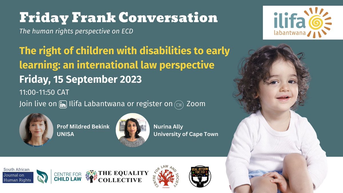 This week's Friday Frank conversation is on children with disabilities and the right to early learning. Join Mildred Bekink to discuss her recent article on the topic published in the @SAJHR_ZA.