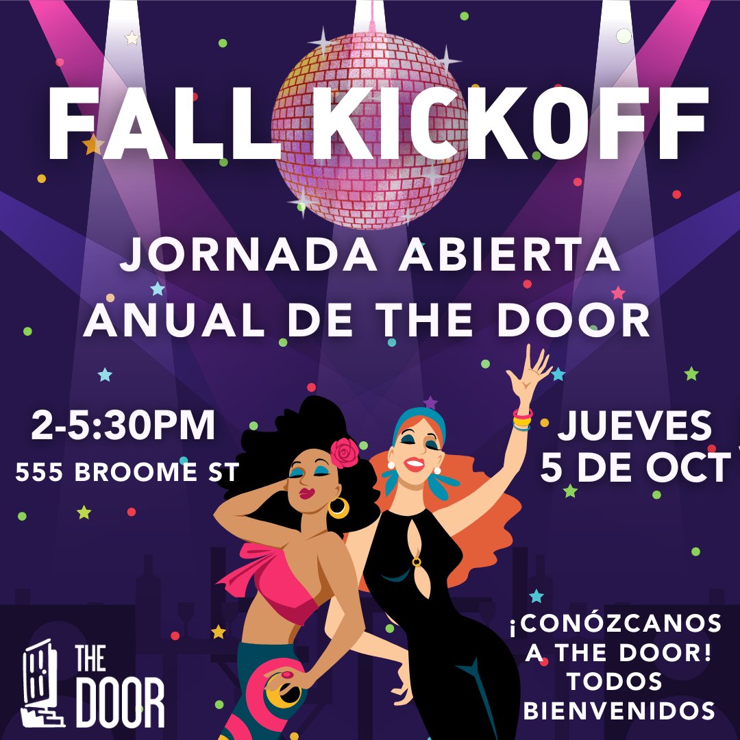 Door_NYC's tweet image. Save the date for our Fall Kickoff! Join us on Thursday, October 5th, from 2PM-5:30PM at 555 Broome St. for our annual open house. 

Meet our staff, learn about The Door &amp;amp; #BSA &amp;amp; participate in games and activities. There will be food and giveaways, too! #DoorNYC #FallKickOff