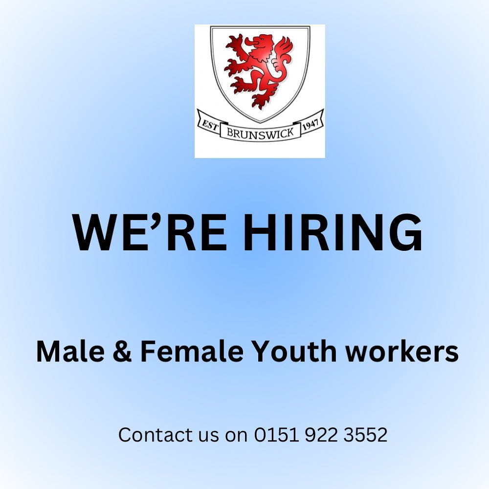 Brunswick YCC (@the_brunny) on Twitter photo Want to empower young people of Bootle to achieve their potential?
We have part-time vacancy’s to join our team of youth workers, join us for a chance to make a difference and work with a supportive team
Email your C.V to brunnybbc@yahoo.co.uk
Please note candidates aged 21+ Want to empower young people of Bootle to achieve their potential?
We have part-time vacancy’s to join our team of youth workers, join us for a chance to make a difference and work with a supportive team
Email your C.V to brunnybbc@yahoo.co.uk
Please note candidates aged 21+