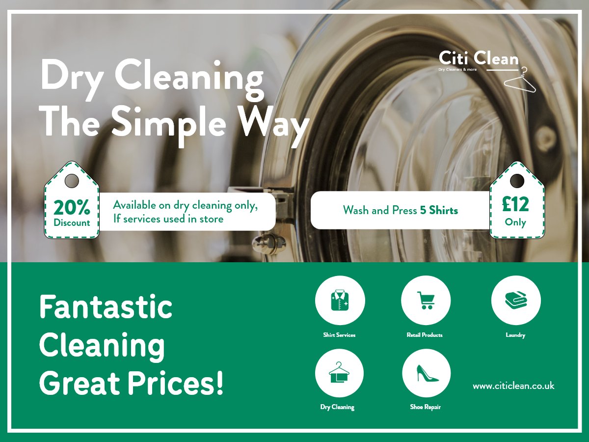 CitiDry's tweet photo. #CitiClean offers affordable #drycleaning_services in Barbican, #London. Don't miss out on our #special #offer: Get a 20% #discount on dry cleaning when you use our in-store service! We also offer the option to #wash and press 5 #shirts for only £12. 
.
🔗 https://t.co/YShA3xUsJv https://t.co/GKmy82NKAx