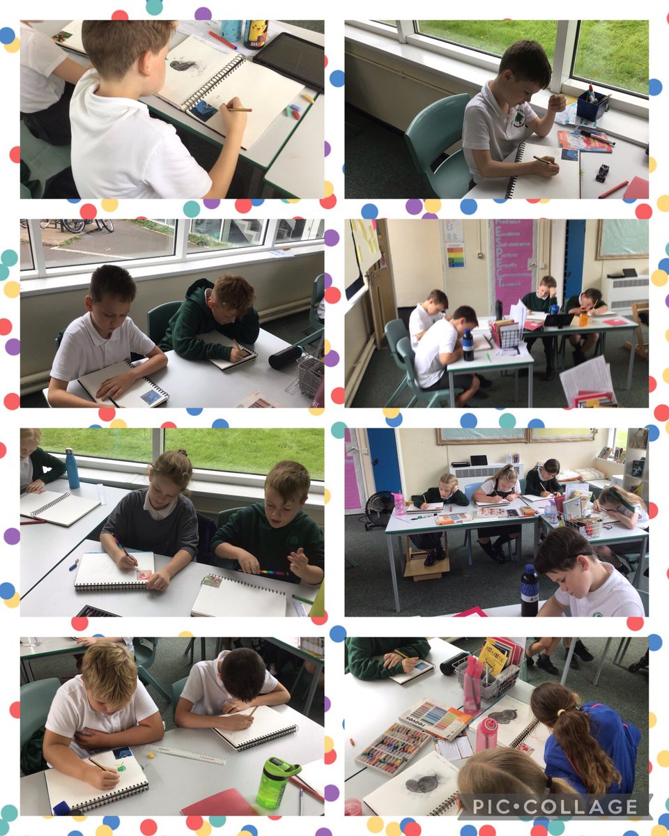 OJS_Year5's tweet photo. Silver Birch are enjoying an afternoon creating art work in the style of Marc Chagall. We are already including elements of surrealism, animal faces and aspects of cubism. 🖌🍎🎨 https://t.co/ugpzjcAedy