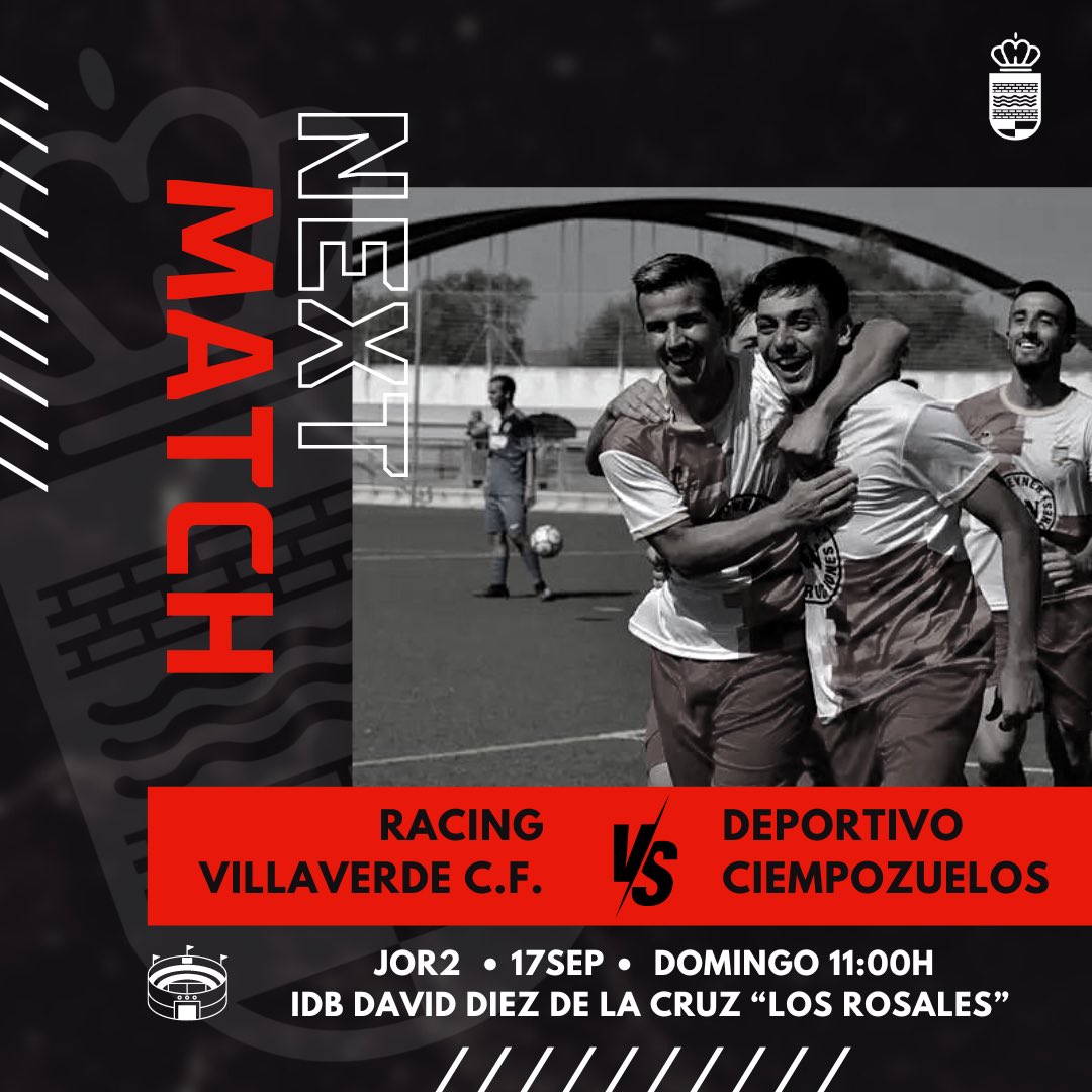 ✈️ JORNADA 2 ⚽️

🆚 @racingvillaverdecf 

📆 DOMINGO 17 DE SEPTIEMBRE

🕒 11:00H

🏟️ IDB DAVID DIEZ DE LA CRUZ 

⚪️ SOMOS EL CIEMPO 🔴