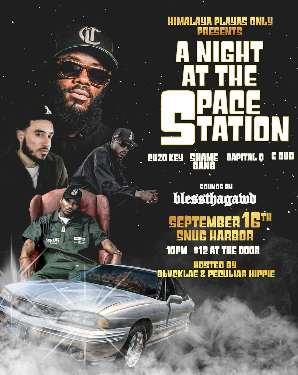 Need a weekend move?! Make plans to pull up on us Saturday night for 

A Night At The Space Station 🛸

At Snug Harbor 📍

Performances by <a href="/_cuzokey/">Cuddy 🥂</a> <a href="/IamShame1/">Shame Gang</a> <a href="/capitalq704/">CapitalQ</a> &amp; <a href="/heyedub/">hold tight out now!</a> 🫱🏾‍🫲🏿

Sounds from <a href="/blessthagawd/">Nico</a> 🎧

Hosted by Me &amp; @blvcklae ✨