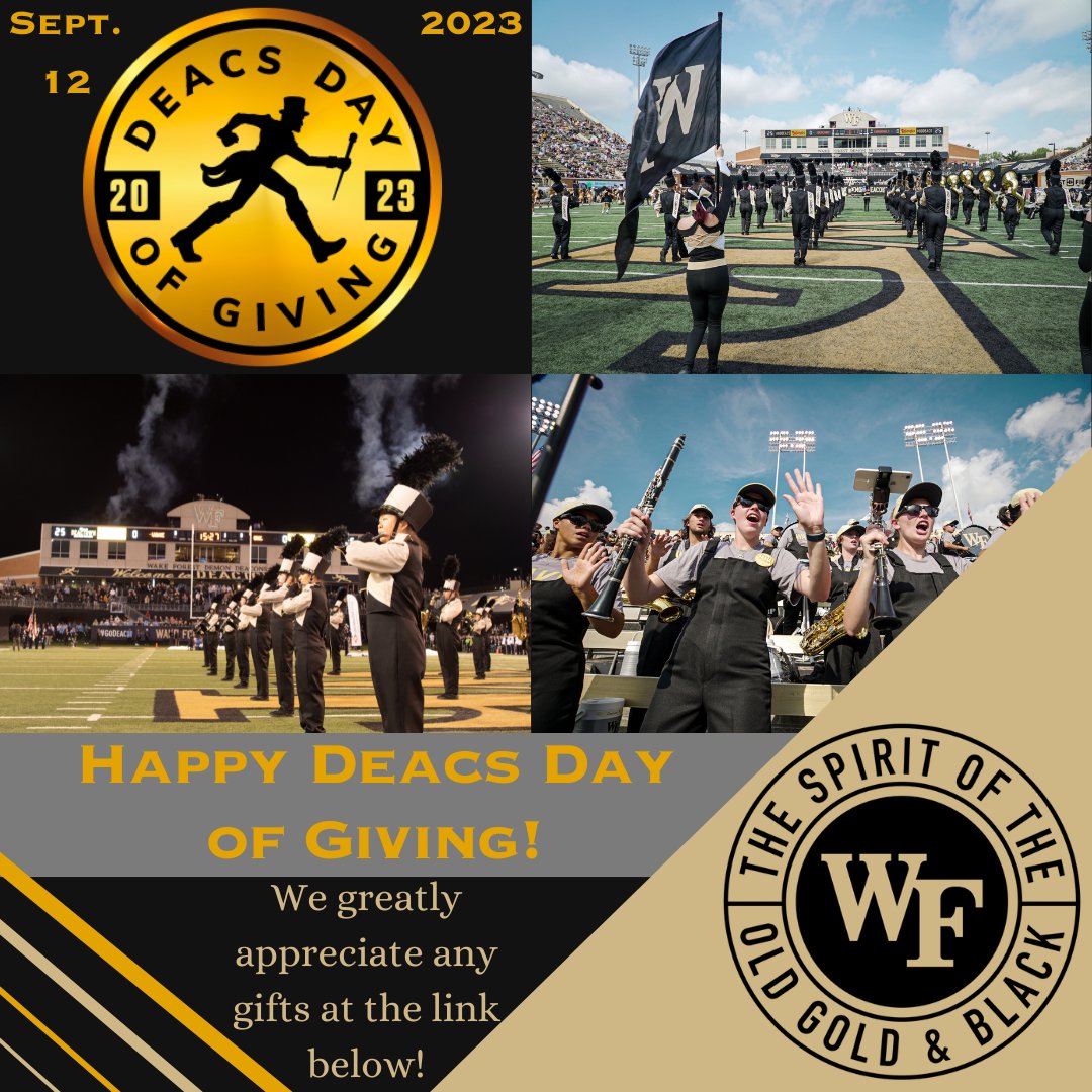 TODAY is Deacs Day of Giving! If you would like to donate to the band, our link is below! If we get 50 donations of any amount, the band will receive an additional $10,000 anonymous donation. We greatly appreciate any support you are able to give!

deacsgive.wfu.edu/campaigns/band…