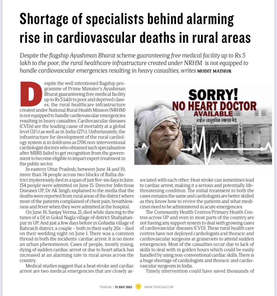 🚨Attention @CSEP_Org and @csepresearch . It's disheartening to see inaccurate information about clinical cardiology program.Rural areas need more doctors!🩺💙 tehelka.com/shortage-of-sp…