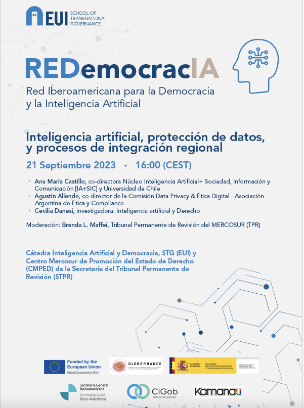 Marta Cantero (@martacantero) on Twitter photo ¡Estrenamos 2ª temporada de REDemocracIA!
Jueves 21 de sep
16h(CET)
11h(Arg/Bra/Uru)
10h(Par)
Contaremos con:
<a href="/Saltamentes/">Ana María Castillo</a>
<a href="/Privacivitas/">Privacyvitas</a>
<a href="/CeciliaDanesi/">Cecilia Celeste Danesi</a>
Brenda Maffei
Organizado junto con el Tribunal Permanente de Revisión del MERCOSUR
Info y registro👉🏻eui.eu/events?id=5628… ¡Estrenamos 2ª temporada de REDemocracIA!
Jueves 21 de sep
16h(CET)
11h(Arg/Bra/Uru)
10h(Par)
Contaremos con:
<a href="/Saltamentes/">Ana María Castillo</a>
<a href="/Privacivitas/">Privacyvitas</a>
<a href="/CeciliaDanesi/">Cecilia Celeste Danesi</a>
Brenda Maffei
Organizado junto con el Tribunal Permanente de Revisión del MERCOSUR
Info y registro👉🏻eui.eu/events?id=5628…