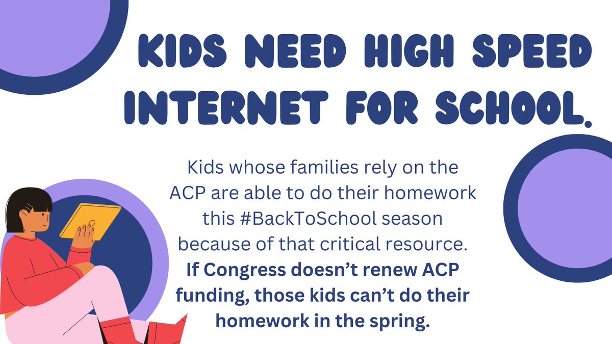 Kids whose families rely on the ACP are able to do their homework this #BackToSchool season because of that critical resource. If Congress doesn’t renew ACP funding, those kids can’t do their homework in the spring. Tell Congress there's no time to waste. #OnlineforAll