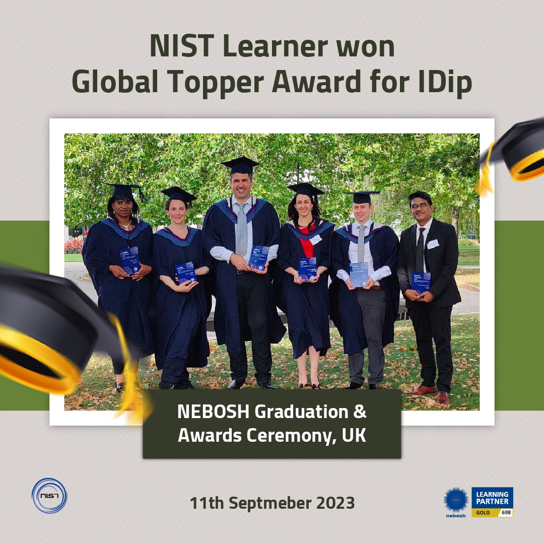 NIST_Global's tweet image. We won the Global Topper Award! NIST Global received the Global Topper #IDip Overall Qualification Award on behalf of NIST Learner Mr. Agnelo Dylan Noronha. Building Global Safety Leaders for a Better Future! 
#nebosh #nistglobal #NEBOSHGrad2023