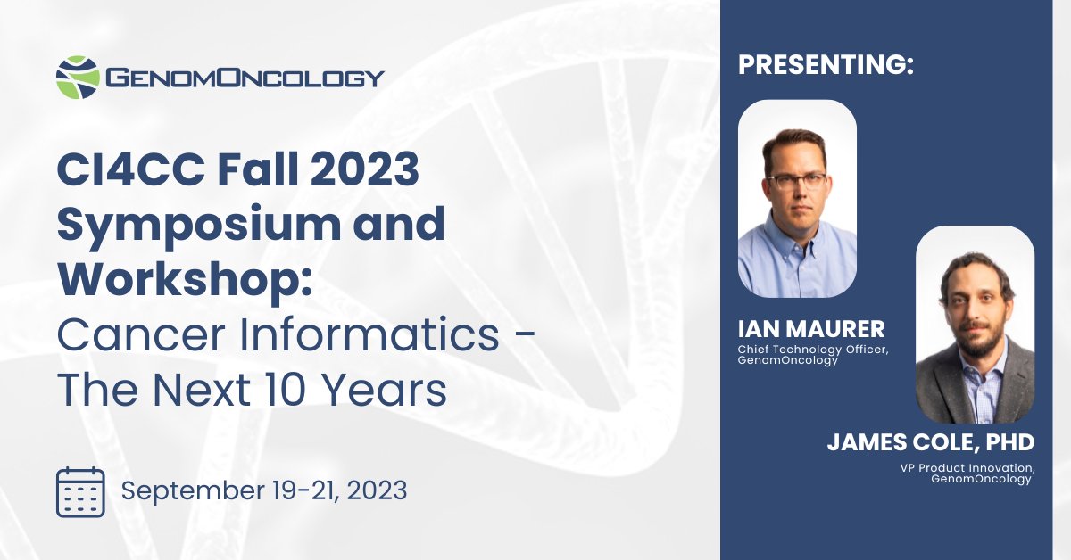 GenomOncology's tweet photo. Meet us onsite at #CI4CC23! Tune in during the conference for a presentation that breaks down how GenomOncology's cutting-edge solutions transform data into actionable insights, driving tangible and measurable results. https://t.co/fxXoyi8JvP https://t.co/wjVyckbh92