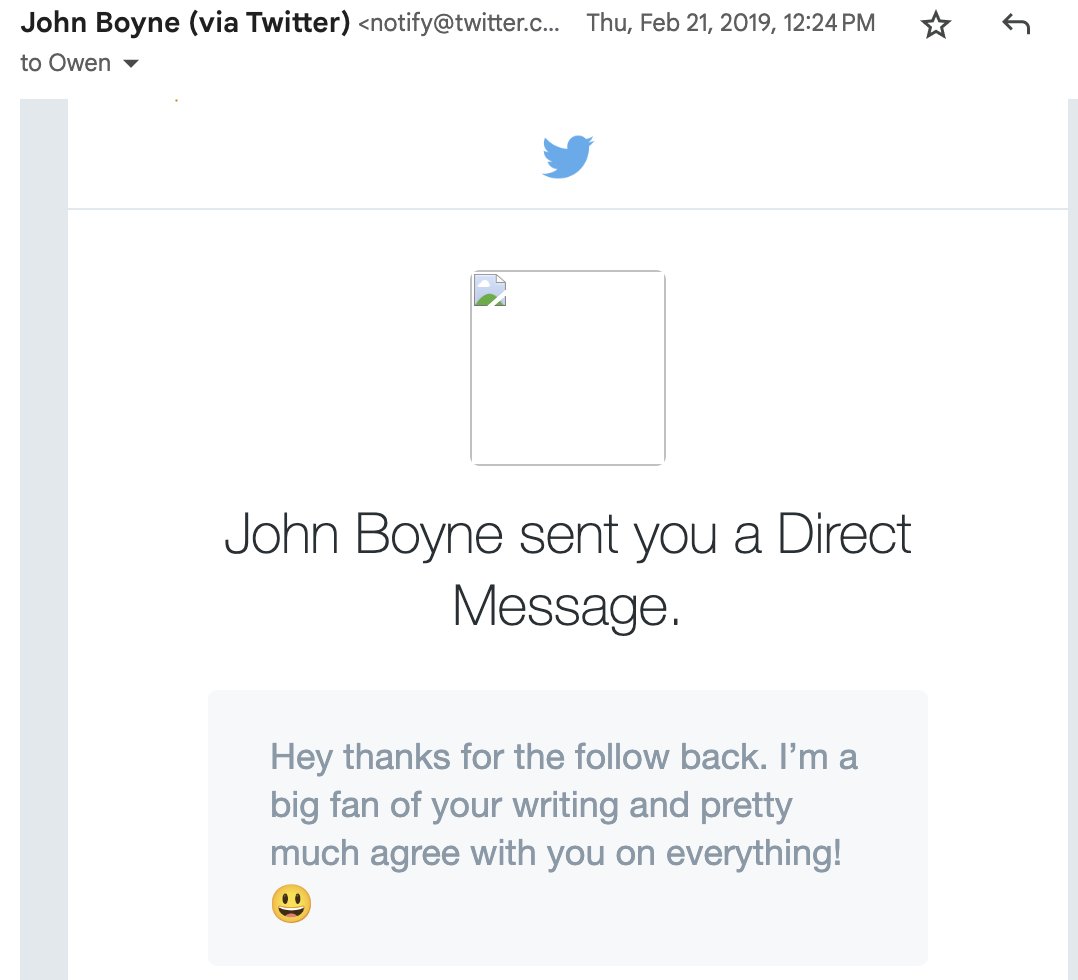 And it's not even the most embarrassing thing John Boyne has written about me