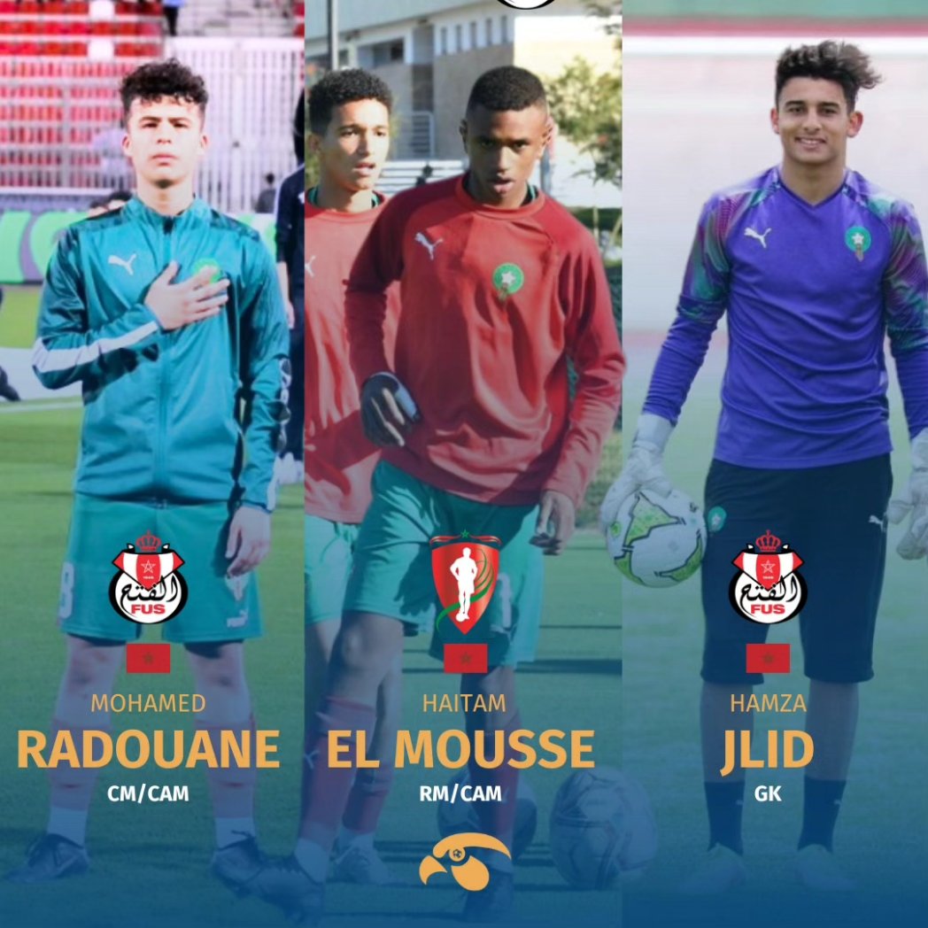 FalconScouting's tweet image. Falcon Scout: Morocco 🇲🇦

💎 M. Radouane (16 years old), FUS Rabat 
🔸ball control 
🔹agility
🔸crossing

💎 H. El Mousse (15 years old), Mohammed VI Academy
🔹positioning
🔸dribbling 
🔹aerial

💎 H. Jlid (17 years old), FUS Rabat
🔹confidence
🔸catching 
🔹kicking, long passing