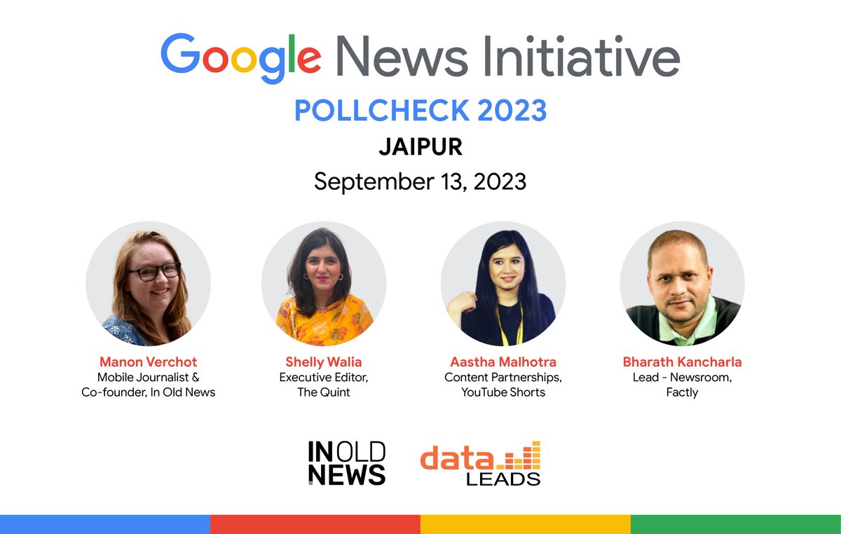 data_LEADS's tweet photo. #PollCheck2023 is coming to Pink City Press Club, Jaipur on September 13 with our seasoned journalism experts to support and empower you with Election Reporting, Digital Safety, Video Storytelling and more.
Register now to secure your spot: https://t.co/KMGMfaqyzQ https://t.co/B4VsPPY4qG