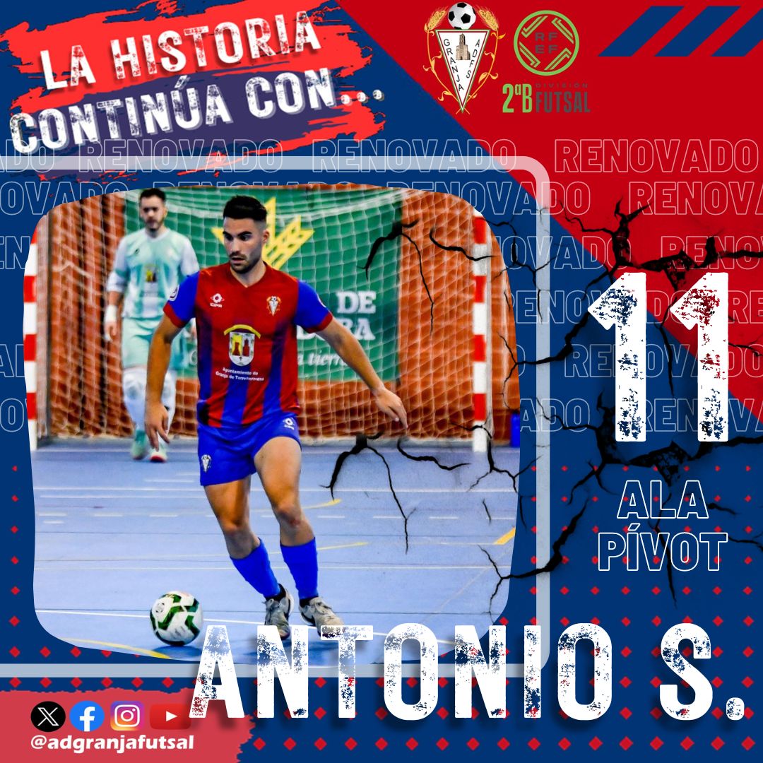 adgranjafutsal's tweet photo. 💥Renovación💥
👉 ANTONIO SÁNCHEZ @Asanchezg11 
👉Ala-Pívot
👉 8ª Temporada
👉Alma, corazón, entrega y mucho liderazgo, no podía faltar uno de los mejores jugadores de Extremadura para nuestro estreno en Segunda B, para darnos muchas alegrías.
#LaHistoriaContinúa #GranjaFutsal https://t.co/QrmSBo8aTF