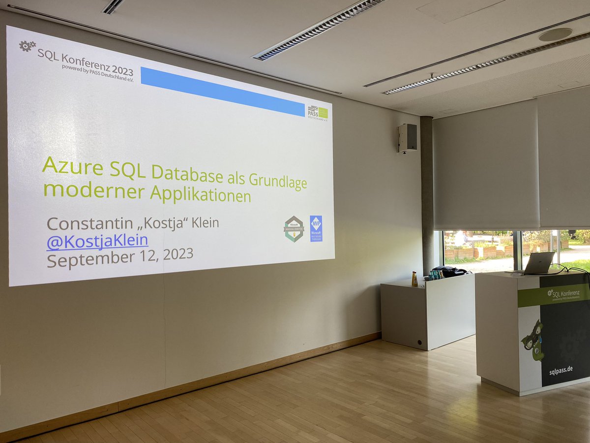 KostjaKlein's tweet image. Ready to roll: Join me now in room 5 for my session at #sqlkonferenz on #AzureSQL for modern apps. #MVPBuzz