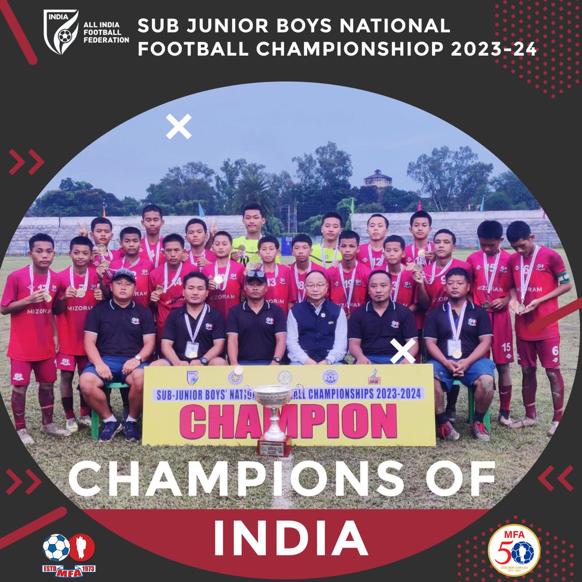 Huge congratulations to the incredible Mizoram team for their stellar performance in the Sub Junior Boys National Football Championship 2023-24! Your hard work and teamwork have truly paid off!