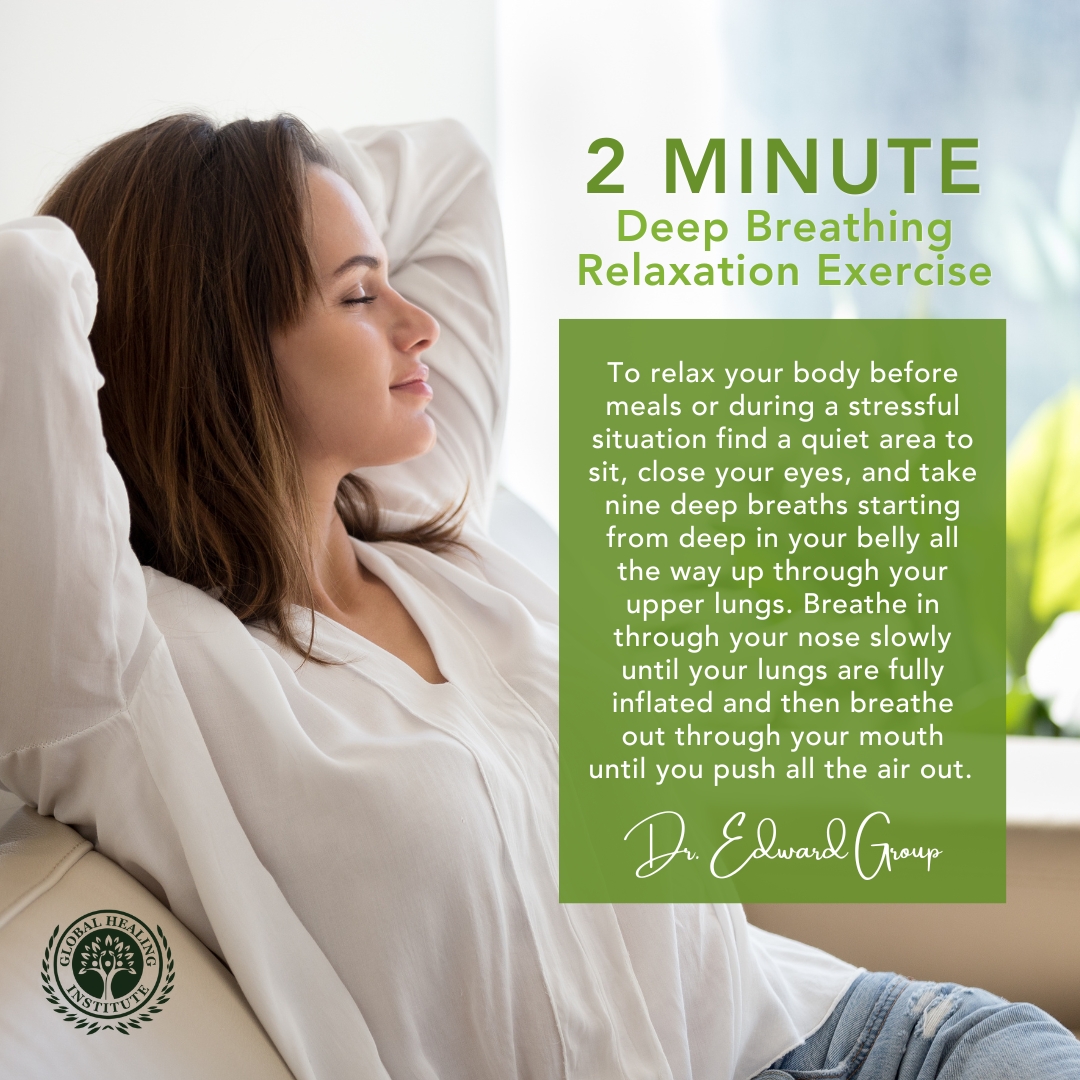 Feeling stressed or anxious? Try this quick 9-breath technique to relax your body and mind. 

Have a healthy day!
Dr. Edward Group

#DeepBreathing #StressRelief #MindfulMeals #CalmYourMind #WellnessTips #JustBreathe #