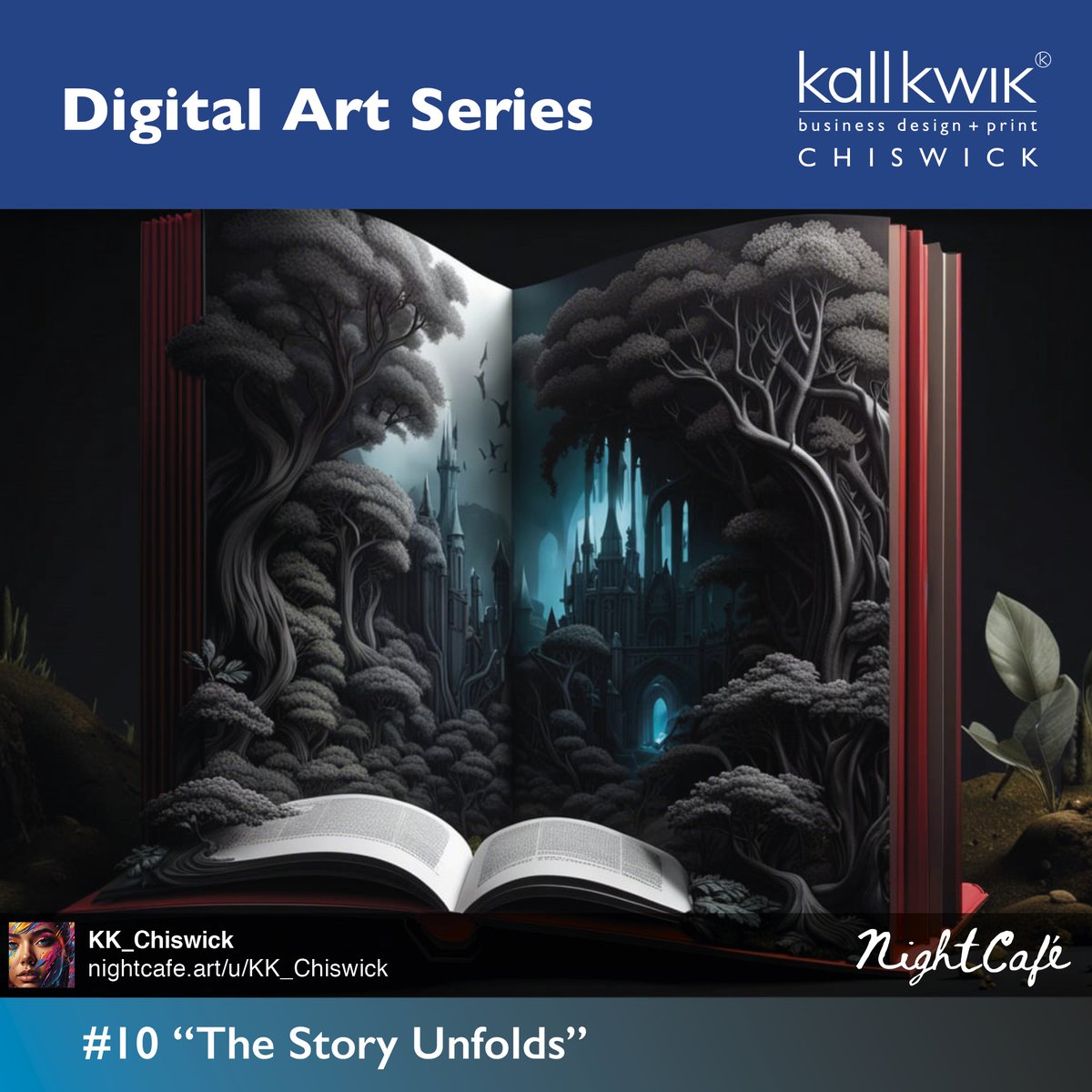 The 10th of some digital artworks inspired by the world of design &amp; print.
Sometimes very random or wacky.
No 10:  “The Story Unfolds”

created on the NightCafe site.
<a href="/nightcafestudio/">NightCafe Studio</a>

#Chiswick #printing #posters #bannerdesign #pullups #outdoordesign #outdoorbanner