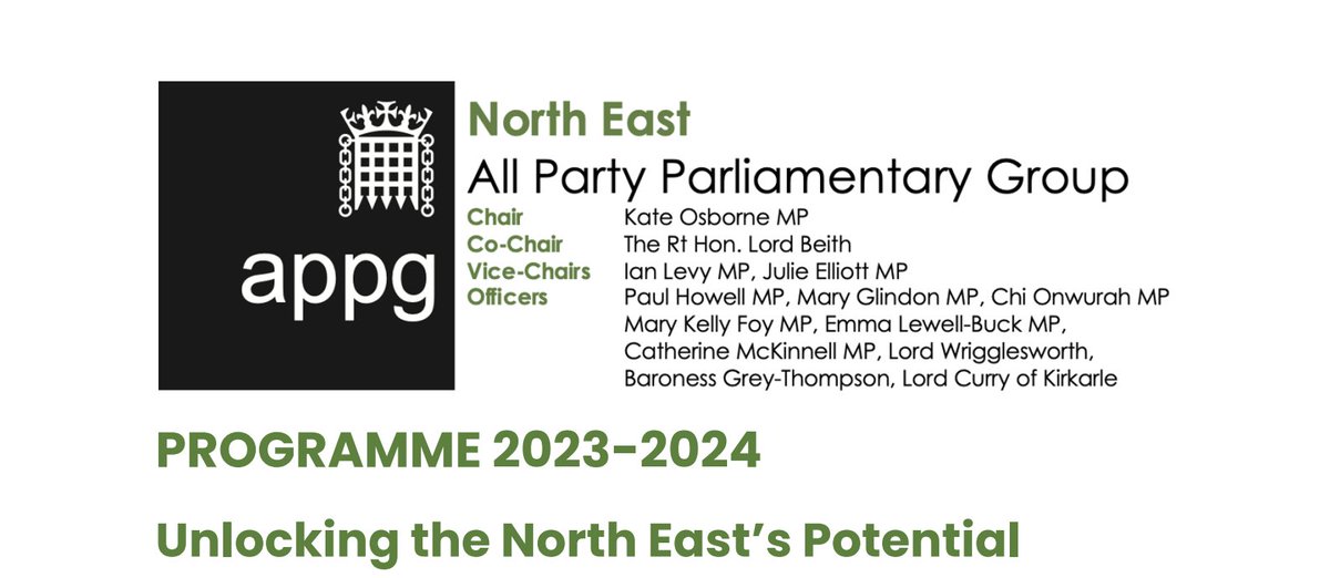 🚀Today, we are launching the inaugural programme for the North East All-Party Parliamentary Group: Unlocking the North East's Potential'!  Read here:

drive.google.com/file/d/1NbVUCL…