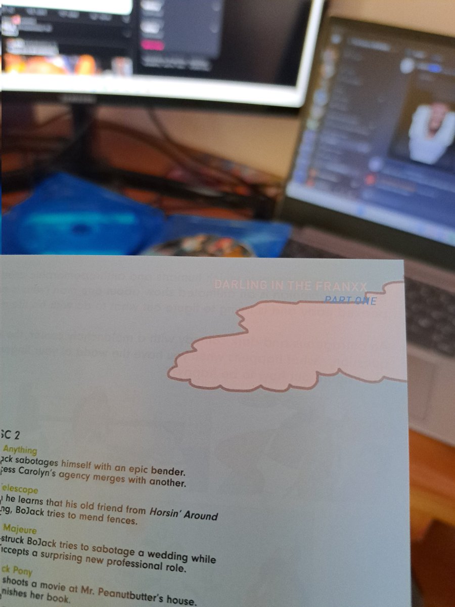 TheDivineVessel's tweet photo. just remembered my bojack bluray has a printing error where the darling in the franxx logo is all over it https://t.co/oBNqj5TL1C