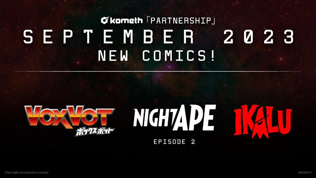 GM, Watchers!

Here are our new upcoming comic releases that will be available this month on app.kometh.xyz!

Stay tuned to our socials for more updates!