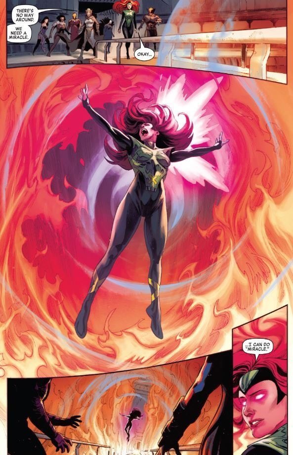Keitsune_'s tweet photo. People saying maybe to Jean Grey? The woman who’s forced herself into the mind of gods? Has held apart a small sun with telekinesis? Can pull people apart by their atoms? Can exist as pure psionic energy? Can act at the speed of thought? All without the Phoenix?! Yeah, okay. https://t.co/8Ig5Q0HRwB