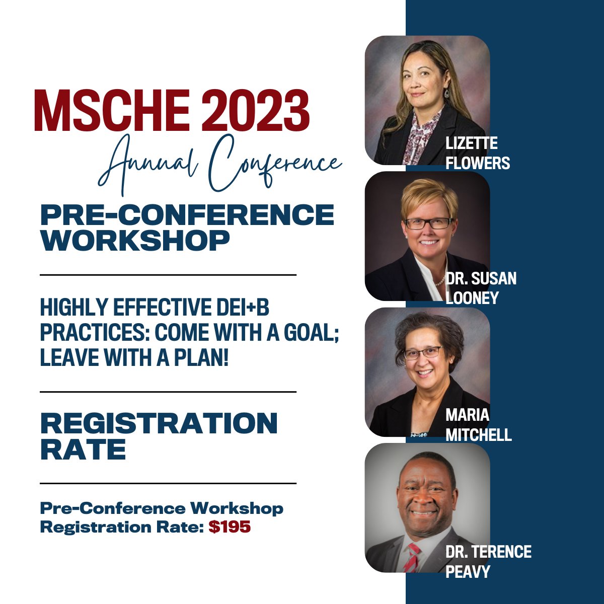 Gain firsthand experience in developing Diversity, Equity, Inclusion &amp; Belonging (DEI+B) strategies for advancing student success and empowering faculty and administrators. Join <a href="/RACC_edu/">Reading Area Community College</a> Pres <a href="/SusanLooney/">Dr. Susan Looney</a> and her colleagues. Register at msche.org/annual-confere…. #MSCHE23