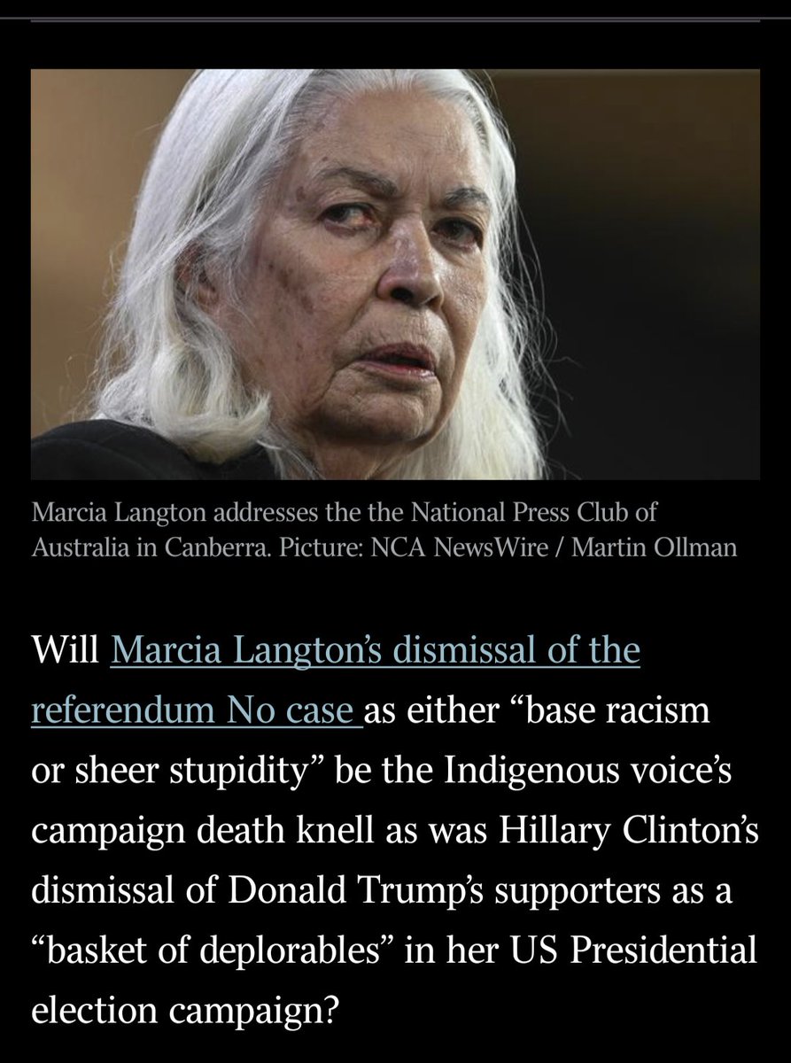 #MarciaLangton had come out and said anyone who isn't in the 'yes' camp is a racist and/or dumb.
Vote No.