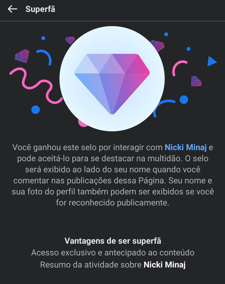 TeAmoNickiMaraj's tweet image. Acabei de receber o selo de #SUPERFÃ da @NICKIMINAJ no Facebook, agora sou oficialmente um facebook-barbz...